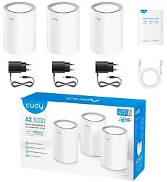 MESH-система Cudy Mesh-система WiFi 6 2.5G M3000 V2.0 White (3-Pack) 3 штуки дводіапазонні (73-00553) - мініатюра 4