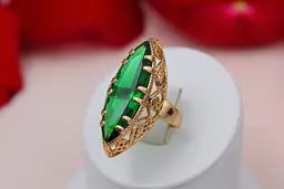 Кільце Xuping Jewelry Маркіз із зеленим каменем р 17 золотисте - мініатюра 2