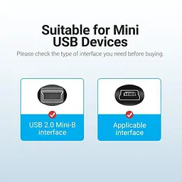 Кабель USB-MiniUSB 2.0 5pin Vention Flat 0.5m Black (VAS-A14-B050) - мініатюра 3