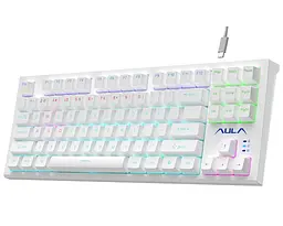Клавиатура игровая механическая Aula Mechanical F-3032 White keycaps + 21 Yellow keys KRGD Red - мініатюра 3
