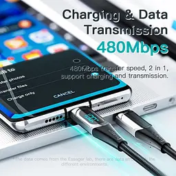 Кабель Essager USB Type-C to Type-C 100W з дисплеєм швидка зарядка 20V 5A - мініатюра 8