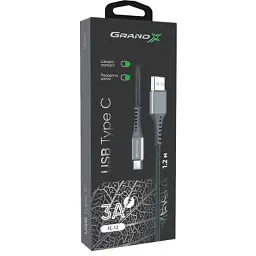 Дата кабель USB 2.0 AM to USB-C 1.2m Grey Grand-X (FC-12G) - мініатюра 4