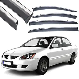 Дефлектори вікон вітровики Benke для Mitsubichi Lancer IX 2003-2007 Хром Молдинг Нержавіюча сталь 3D (BMTLC0923)