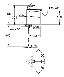 Змішувач для умивальника XL-Size Grohe Eurosmart New 23971003 Хром - мініатюра 2