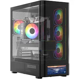 Корпус Modecom VOLCANO AQ500 ARGB MIDI FRONT LCD 6,2”, 4x120mm fans BLACK без БЖ ATX - мініатюра 11