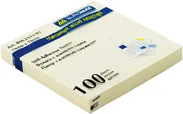 Блок для нотаток, 76x76 мм, 100 аркушів, жовтий, 4 шт. в упаковці