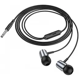 Навушники металеві Hoco M108 Spring metal universal earphones with mic чорні - мініатюра 6