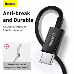 Дата кабель USB-C to Lightning 1.0m 20W Superior Series Black Baseus (CATLYS-A01) - мініатюра 7