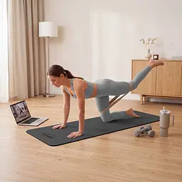 Килимок (мат) для фітнесу та йоги Gymtek Premium TPE 0,5см чорний - мініатюра 8