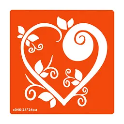 Трафарет для біо-тату Сердечко c046-24x24см, розмір 24х24см