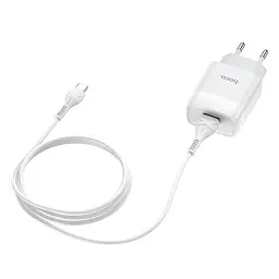 Зарядний пристрій Hoco C72A Glorious (1USB, 2.1А) White + кабель Type-C (6931474713018) - мініатюра 6