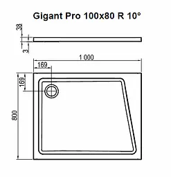 Душовий піддон Ravak Gigant Pro 100X80 R 10° XA05A40101P - мініатюра 5