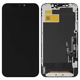Дисплей для iPhone 12, iPhone 12 Pro, чорний, з рамкою, , з пластиками камери та давача наближення, (TFT), JK