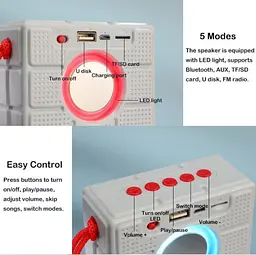 Портативна бездротова Bluetooth колонка T&G TG-311 з потужним звучанням LED-підсвічуванням та ремінцем для перенесення Сірий - мініатюра 3