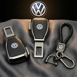 Автонабір подарунковий для Volkswagen №2 перехідник та брелок з логотипом темний хром