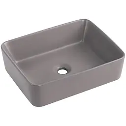 Раковина накладна Qtap Tern Stone grey, прямокутна, з донним клапаном QT17116069SG