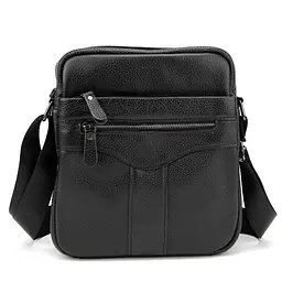 Шкіряний маленький чоловічий месенджер чорний Tiding Bag M56-0187A