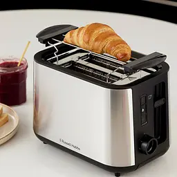 Тостер Russell Hobbs Heaton нержав. підігрів розморожування чорний+нерж. - мініатюра 8