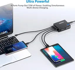 Мережевий зарядний пристрій Choetech 72W Black (PD72-1C3UEU-101BK) [100836] - мініатюра 5