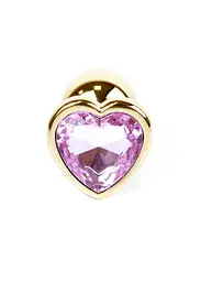 Анальна пробка - Jewellery Gold Heart Plug Light Pink - мініатюра 3