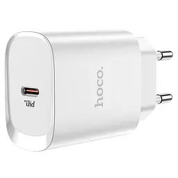 Мережевий зарядний пристрій Hoco N14 Smart Charging single port PD20W charger ( EU ) Білий - мініатюра 2