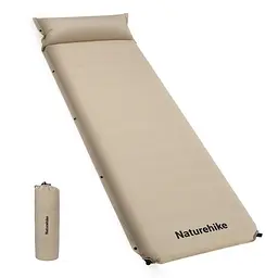 Матрац з подушкою ортопедичний одномісний Naturehike CNK2450WS020, самонадувний, 200х63х10 см, бежевий
