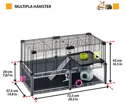 Модульна клітка для хом'яків та мишей Ferplast Multipla Hamster з аксесуарами чорна 72.5x37.5x42 см 57007217 - мініатюра 2