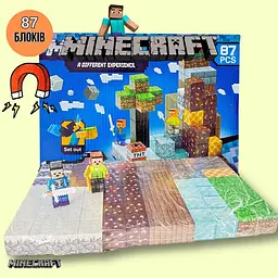 Магнітний конструктор Майнкрафт My World 87 блоків і 2 фігурки