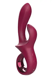 Вібратор-кролик Dreamtoys Glam Duo Vibrator 22.7 см бордовий - мініатюра 3
