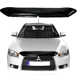 Дефлектор капоту мухобійка Mitsubishi Lancer Х 2007- (коротка) Voron Glass