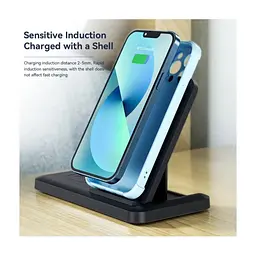 Зарядний пристрій Essager 4-in-1 wireless charger 15W foldable desktop black (EWXZM-JC01-Z) - мініатюра 8