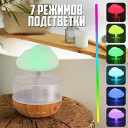 Зволожувач повітря з ефектом дощу з підсвічуванням RGB нічник у вигляді гриба, A-plus 86626 - мініатюра 7