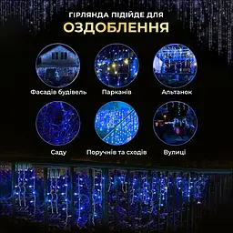Гірлянда GarlandoPro Бахрома вулична 200 LED 12 м чорна, синій (12MBBL) - мініатюра 9