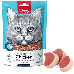 Ласощі для котівWanpy Chicken Jerky & Codfish Sushi суші з куркою та тріскою 0.08 кг