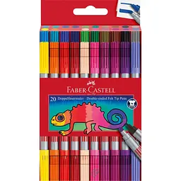Фломастери Faber-Castell двосторонні Double-ended Fibre tip, 20 кольорів (28023)