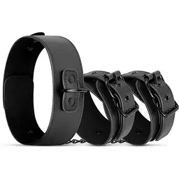Наручники с повідцем Bedroom Fantasies Collar & Wrist - Black - мініатюра 2