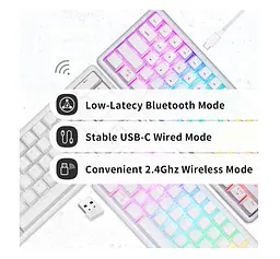 Клавіатура ігрова механічна Motospeed SK-66 Wireless White Hot Swap Gateron Blue - мініатюра 3