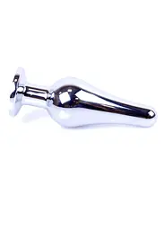 Анальна пробка - Jewellery Silver Long Plug Black - мініатюра 5