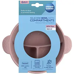 Мисочка силіконова на присосці Canpol babies з секціями DOTS (51/403_pin) - мініатюра 7