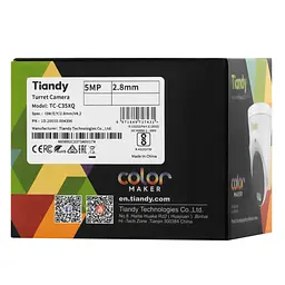 IP-камера TC-C35XQ Spec:I3W/E/Y/2.8mm/V4.2, 5MP, EW Color Maker Turret, 2.8mm, f/1.0, IR30m, Tiandy teh0016016 - мініатюра 6