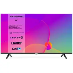 Телевізор 42" Romsat 42FSH1950T2, Black, LED, 1920x1080, 60 Гц, 3500:1, Android TV, DVB-T2, DVB-S2, DVB-C, Bluetooth, WiFi, LAN, 2хHDMI, 2хUSB, 2 x 10 Вт, VESA 200x200