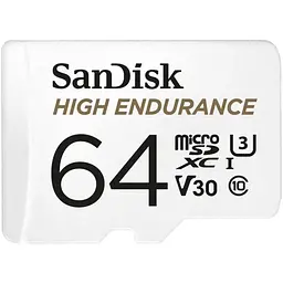 Карта пам'яті microSDXC (UHS-1 U3) SanDisk High Endurance 64Gb class 10 V30 (100Mb/s) (adapterSD)