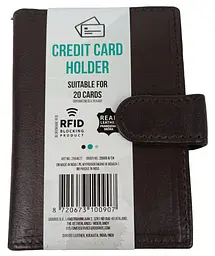 Картхолдер Dugros RFID захист натуральна шкіра кнопка Коричневий - мініатюра 2
