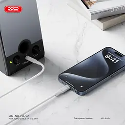 Адаптер XO NB-R279A IP to 3.5 Brushed Clear Audio Cable Білий - мініатюра 2