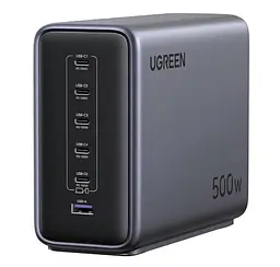 Зарядний пристрій Ugreen 500W GaN Nexode X759 6 портів 1U+5C EU вилка