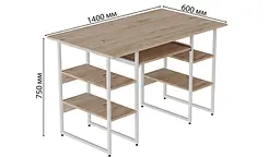 Комп'ютерний стіл Ferrum-decor Тім 75x140x60 білий ДСП Дуб Артізан 32мм (FRD-101369) - мініатюра 3