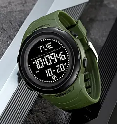 Годинник чоловічий наручний спортивний Skmei 2166 Compass з компасом і крокоміром (Зелений з чорним) - мініатюра 4