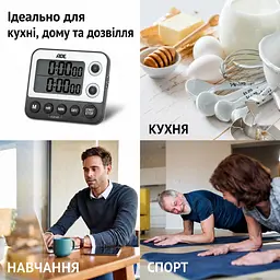 Таймер кухонний ADE ТД2100-1 подвійний чорний - мініатюра 6