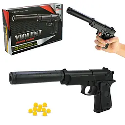 Іграшковий пістолет Violent Super Force Metal Edition з глушником та м'якими кульками (V1+)