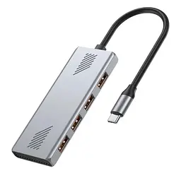 Хаб USB UHB-CM-U310-A4-01, Grey, Type-C 3.2 - 4xUSB 3.2, кабель 18 см Gembird teh0027598